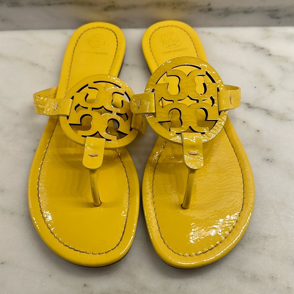 Tory Burch Yellow Patent Miller sandals size 9
